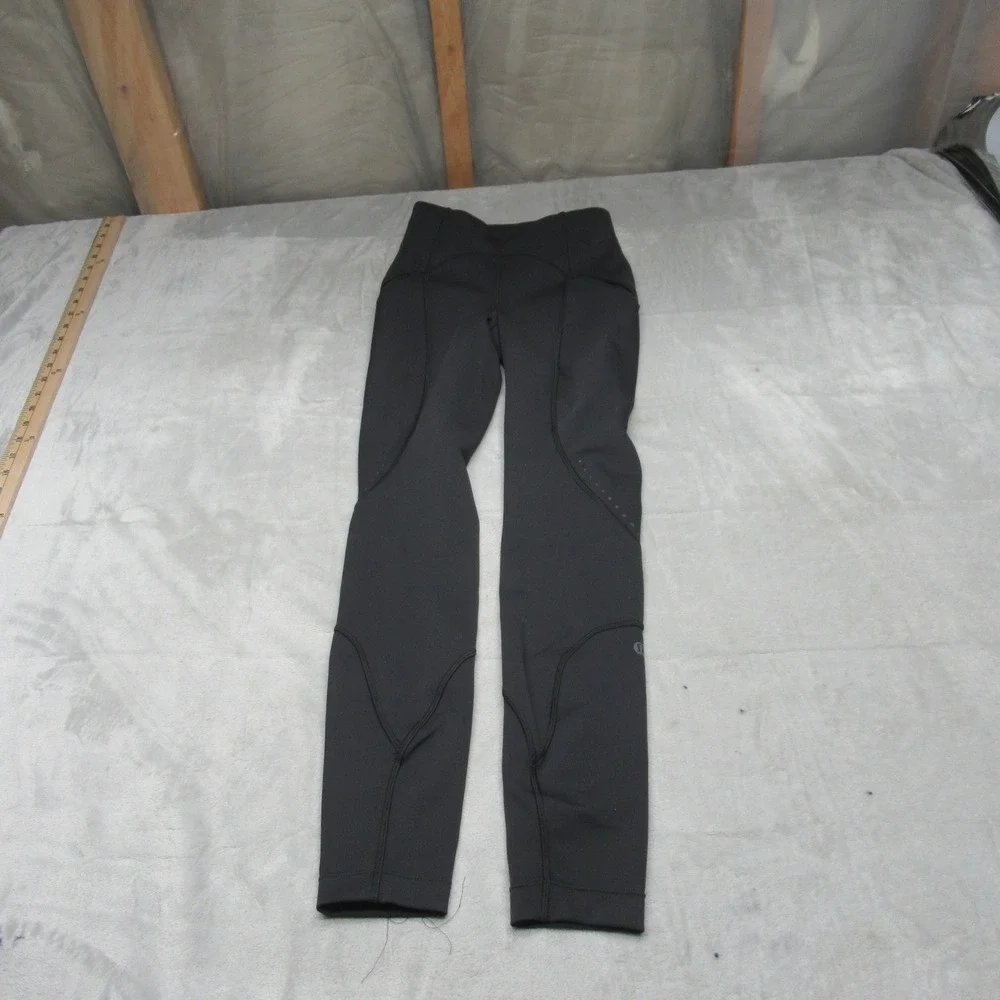 Lululemon Leggings Womens 2 Black Rain Repellent High-Rise Running Active 22x28‎